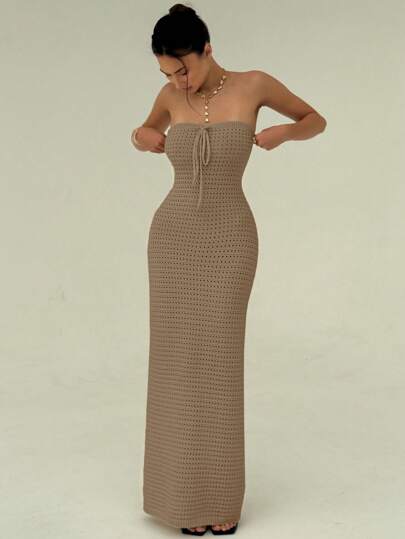 Aloruh 手工钩编夏季浪漫假期女士紧身连衣裙，春夏季