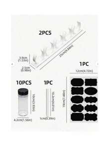 SHEIN Basic living 2/4/14pcs/1 Set Of Plastic Spice Jars With Clip Covers, Kitchen Storage Racks, Label Kits, Asymmetrical Stickers, Blackboard Stickers, PVC Waterproof Self-Adhesive Seasoning Jar Labels, Double Lid Seasoning Jars, Kitchen Household Salt, Monosodium Glutamate Seasoning Bottles, Sealed Moisture-Proof Large Caliber Transparent Measurable Seasoning Bottle Storage Racks, Simple Bottle Mouth Clip Food Clip Kitchen Clip Two-Color Plastic