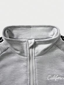 SHEIN Explorewe مجموعات الصيف للصبي البالغ من العمر من 8 إلى 12 سنة | ملابس رياضية محبوكة ببتل السحاب → ¥38.71 ! - رمادي - مشاهدة 4