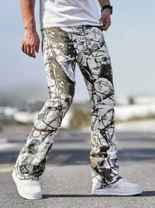 Manfinity LEGND Men's Skinny Denim Stirrup Pants, Fashionable For Summer Street Hang Out Hiking Going Out - Multicolor - View 7