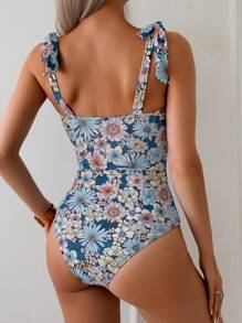 SHEIN 1pc Women One-Piece Swimsuit, Spaghetti Strap, Stylish, Suitable For Summer - Multicolor - View 2