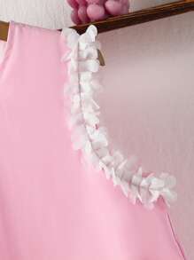 SHEIN Tween Mädchen zwischen 9-12 Jahren Elegantes Farbblock Kleid mit plissiertem Saum für den Sommer - Weiss - Übersicht 4