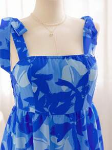 Soleia Plus Size Women Floral Print Tie-Up Strap Maxi Dress, Suitable For Vacation, Graduation, Back To School, Fall Season
