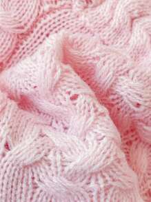 Sweetra Summer Girls Cute Deep V-Neck Hollow Out Knitted Vest, Flattering & Stylish - Pink - View 5