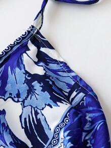 Sweetra Vestido informal de playa con cuello en V para mujer talla grande - Azul - Ver 4