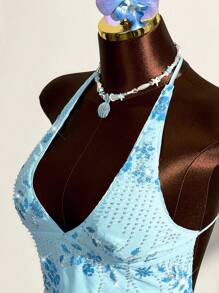 Amplova 女士夏季度假穿搭，女士日常两件套穿搭，海岛度假穿搭 - 藍色 - 查看 6