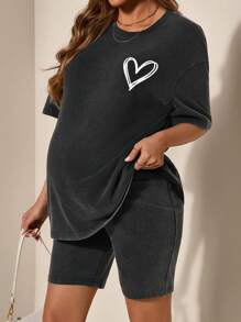 SHEIN 孕妇两件套套装 - 深灰色 - 查看 4