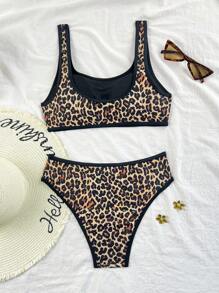 SHEIN Swim Springbreak 女款 2 件式純色休閒運動泳裝套裝，夏季穿搭 - 彩色 - 查看 2