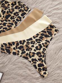 Bare Chapter 6件套休闲女士舒适简约时尚豹纹无衬里无钢圈文胸和低腰丁字裤内衣套装 - 彩色 - 查看 6