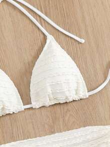 Swim Basics 女士纯色露背系带性感比基尼套装，带罩衫和迷你裙，夏季海滩风格