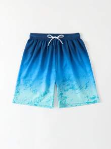 SHEIN 青少年男孩图案印花沙滩短裤，休闲又时尚，适合夏季 - 彩色 - 查看 6