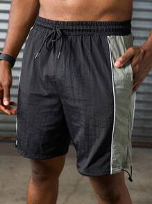 Manfinity Sport Corelite Men's Fashion Sports Shorts, Suitable For Summer Workout Clothes Running Shorts - Black - View 4