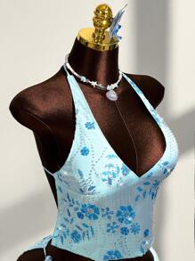 Amplova 女士夏季度假穿搭，女士日常两件套穿搭，海岛度假穿搭 - 藍色 - 查看 8