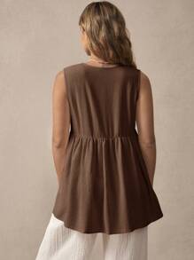 SHEIN Umstandsmode einfarbiges Trägertop mit Vorderbindung, lässiges Volant-Saum Hemd