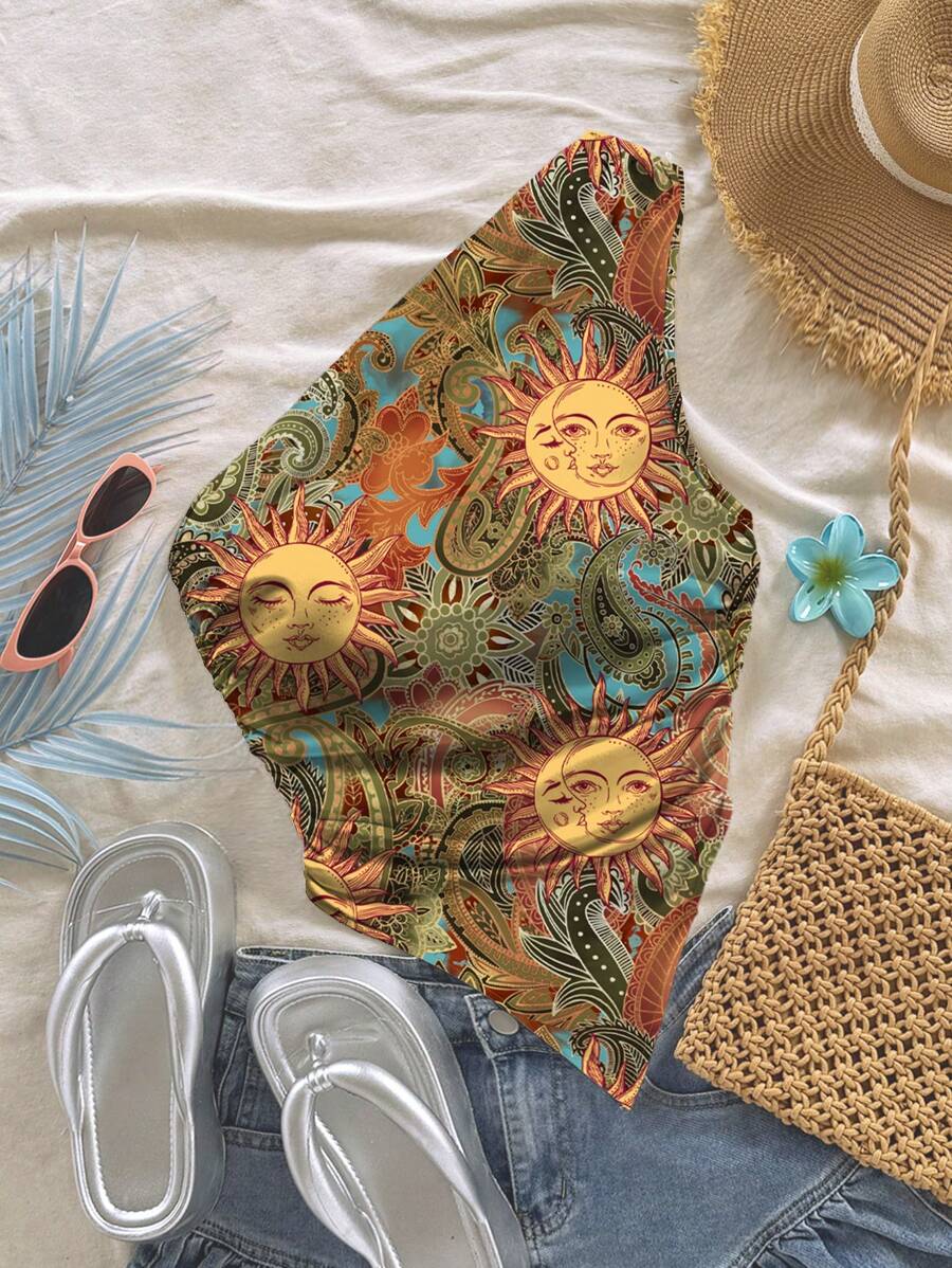 Soleia Áo phông rộng in họa tiết hoa Paisley cổ điển dành cho nữ cỡ lớn, phù hợp cho mùa hè - Nhiều màu - Xem 1