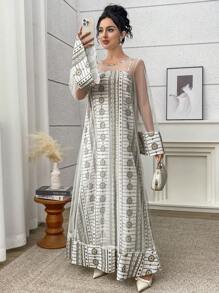 Yasmyna 女士时尚阿拉伯风格连衣裙，适合夏季 - 彩色 - 查看 5