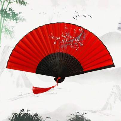 SHEIN 1 chiếc quạt gấp bằng tre dành cho phụ nữ, phong cách Trung Hoa cổ đại, quà tặng cho học sinh, họa tiết hoa một mặt, thích hợp để kết hợp quần áo, đạo cụ chụp ảnh, trang trí nhà cửa và đồ dùng cho tiệc sinh nhật, quà tặng tốt nghiệp, quà tặng ngày của mẹ