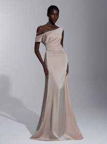 Elitara Elegant, Romantic, Sexy, Minimalist Khaki Satin Stretchy Spaghetti Strap Backless, Bodycon Dress, Fashion, Influencer, Holiday, Party, Birthday, Wedding, Bridesmaid