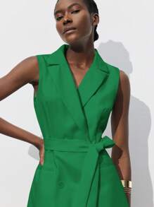 Maija Women's Fuchsia Waistband Urban Modern Casual Jumpsuit Shorts, Suitable For Outings, Festivals, Gatherings, Dates, Parties, Weddings, Music Festivals, Retro & 90s Style, Business Casual Office Wear,Autumn Outfits For Women, Christmas Women's Clothing - Green - View 4