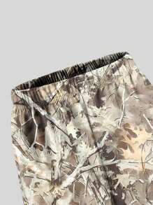 SHEIN 青少年男孩休闲迷彩印花工装裤 - 灰色 - 查看 5