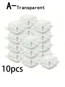 SHEIN 一次性透明塑料甜点盒带盖，烘焙糕点和食品包装容器 - 無色 - 查看 3