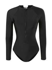 Swim SPRTY 1 bộ đồ bơi một mảnh tay dài dây chéo gợi cảm dành cho nữ, đồ bơi lướt sóng màu đen - màu đen - Xem 6