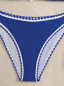 SHEIN Set bikini a fascia da ragazza con fiocco al collo e bordo a righe, per le vacanze estive delle adolescenti, 2 pezzi per l'estate in spiaggia