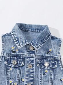 Young Girls Denim Two Pieces Outfits - Light Wash - View 5