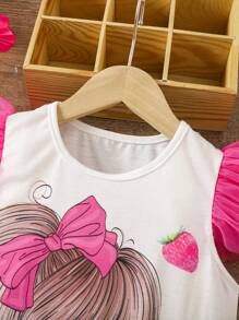 SHEIN Elladie kids Young Girl' Casual Simple Comfortable Vacation Dress With Cute Matching Bag Included - Multicolor - View 4