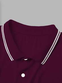 Manfinity Dauomo Camiseta polo de manga corta estampada con estilo caballero, informal y de negocios, para hombre, de verano