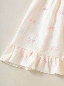 SHEIN 3pcs/Set Girls Summer Dresses, Bow Strap Solid & Striped Casual Dress Outfits, Suitable For Daily Wear, Girls-Exclusive Dresses - Multicolor - View 5