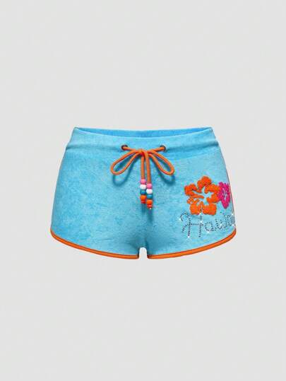 ROMWE Avant Gyaru Hawaiian Hibiscus Print Sexy & Sporty Women Dolphin Shorts