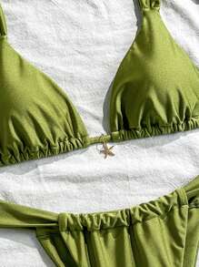 Swim Mod Set da bagno a 2 pezzi, costume da bagno sexy con stampa stelle marine, con top a triangolo e perizoma, per vacanze