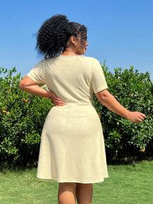 SHEIN EZwear 大码复古心形A字型黑色情人节派对连衣裙