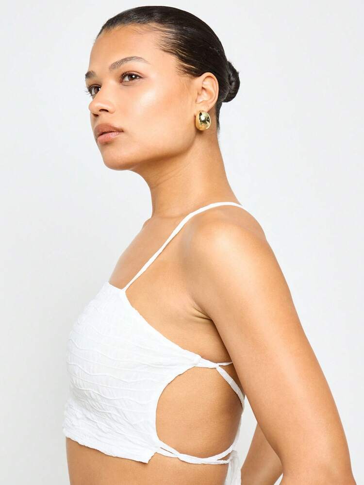 Smocked Ruched Crop Tank Top