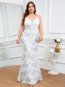 Coutiva 大码女式串珠亮片装饰正式晚礼服（大量串珠），派对礼服，适合婚礼宾客 - 白色 - 查看 1