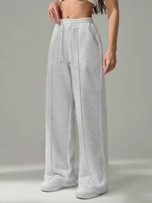 SHEIN Tall Women's Fall Pebble Detail Straight-Leg Sweatpants Graduation,Back To School Outfits,Graduation,Teacher Outfits For Women,Back To School - Grey - View 5