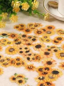 1pack 50pcs Adorable Mini Sunflower Pet Stickers For Diy Collage Back To School - Multicolor - View 6