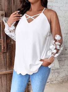 SHEIN Clasi 女士加大码纯色休闲上衣，适合夏季