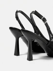 CUCCOO HITCHD 女士新款夏季刺绣蕾丝尖头优雅浪漫黑色网眼新娘婚礼派对细高跟鞋 - 黑色 - 查看 12