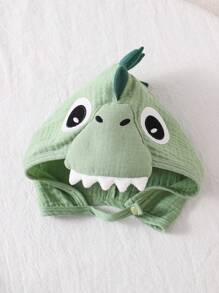 SHEIN Playful Pals 2pcs Baby Boys Summer Green Soft Cotton Dinosaur Bodysuit Dinosaur Hat Set, Cute Style