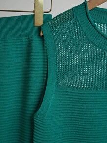 Franclia Summer Women 2 Pieces Casual Hollow Out Knitted Sweater Vest And Mini Skirt Suits