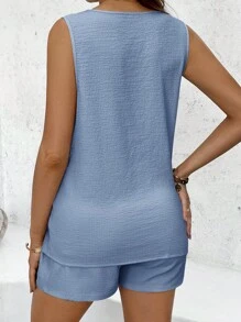 SHEIN Maternity Two Pieces Suits - Blue - View 2