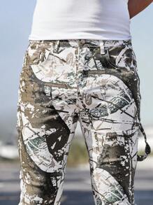 Manfinity LEGND Men's Skinny Denim Stirrup Pants, Fashionable For Summer Street Hang Out Hiking Going Out - Multicolor - View 4