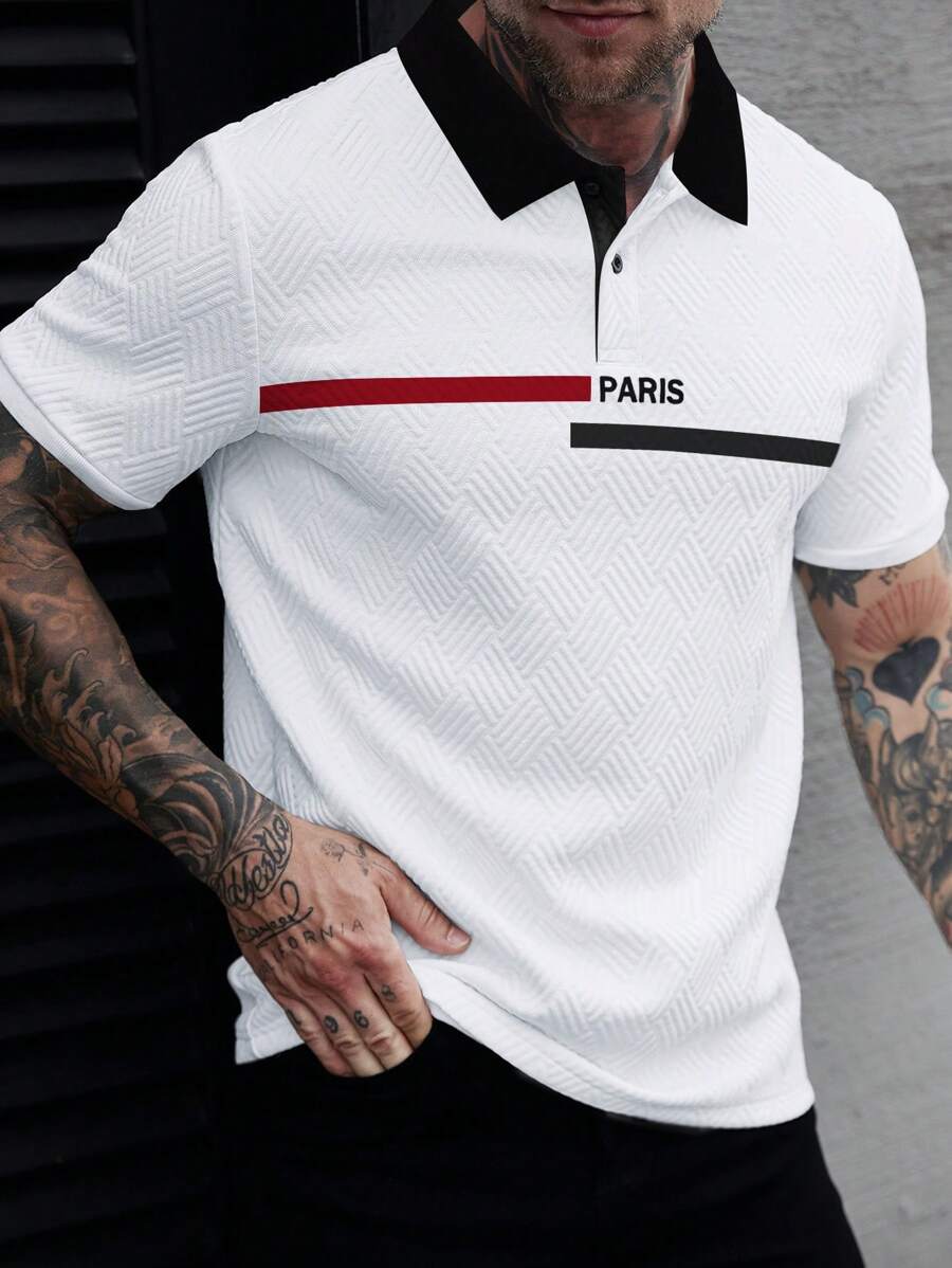 Manfinity Homme Men's Short Sleeve Polo Shirt, Fashion For Summer Season Men Golf Shirt Polo Shirts For Men - White - View 1