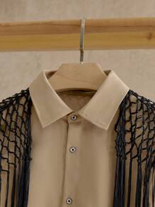 Manfinity VCAY Men's Casual Loose Fit Long Sleeve Woven Shirt For Daily Wear, Fashionable & Youthful