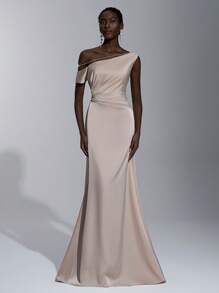 Elitara Elegant, Romantic, Sexy, Minimalist Khaki Satin Stretchy Spaghetti Strap Backless, Bodycon Dress, Fashion, Influencer, Holiday, Party, Birthday, Wedding, Bridesmaid