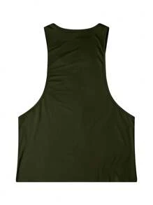 Manfinity Dauomo Men's Solid Color Round Neck Casual Loose Fit Tank Top, Versatile - Army Green - View 2