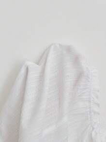 Elamini 白色性感露肩荷叶边收腰修身夏季度假上衣