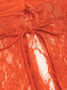 EgrlEra Women's Strapless Lace Top Y2K  - Orange - View 3